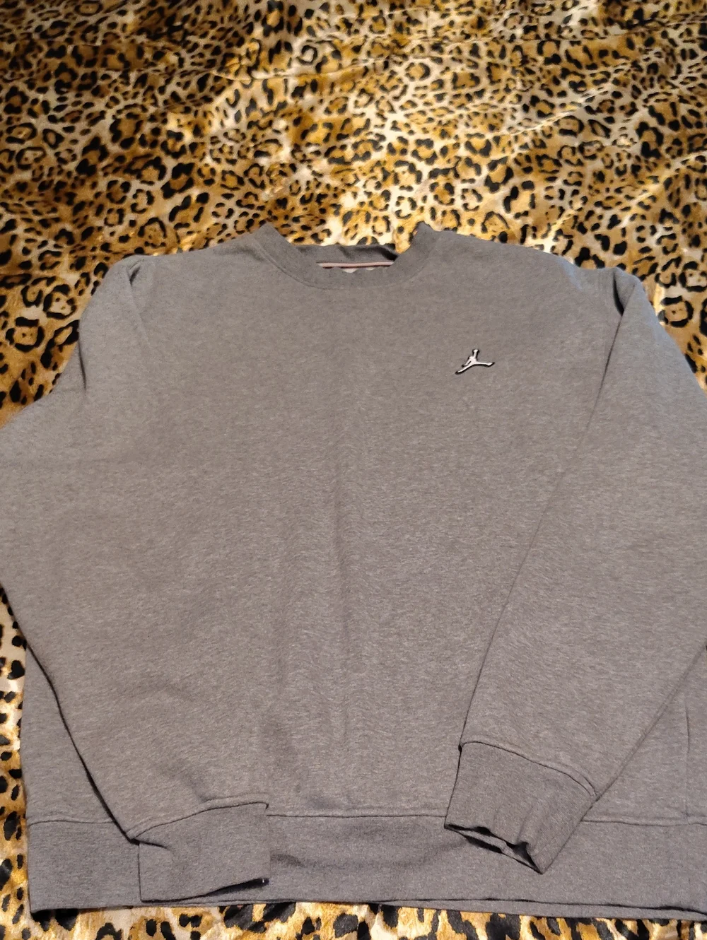 Jordan Gray Crewneck Sweatshirt with Small Jumpman Patch